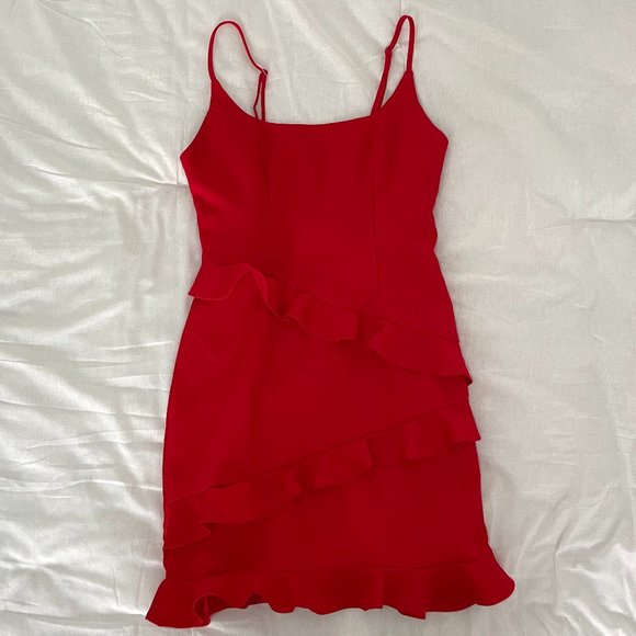 Selfie Leslie Frilled to Meet You Mini Red Dress - Picture 4 of 8